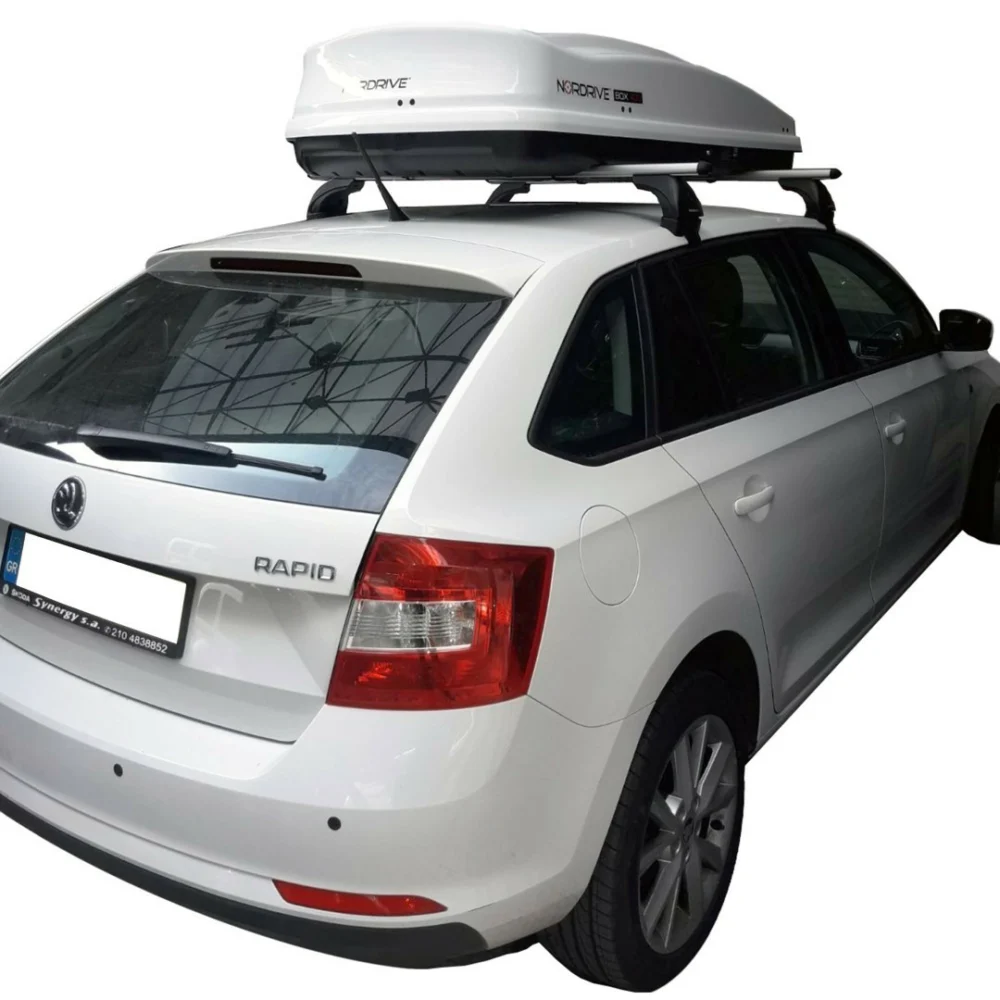 KIT ΜΕ ΜΠΑΡΕΣ ΟΡΟΦΗΣ ΓΙΑ SKODA RAPID SPACEBACK 5D 2013> ΑΛΟΥΜΙΝΙΟΥ & ΜΠΑΓΚΑΖΙΕΡΑ BOX 430 LT (ΛΕΥΚΗ-ΑΣΠΡΗ/ΓΥΑΛΙΣΤΕΡΗ) NORDRIVE KIT ΜΕ ΜΠΑΡΕΣ ΟΡΟΦΗΣ ΓΙΑ SKODA RAPID SPACEBACK 5D 2013> ΑΛΟΥΜΙΝΙΟΥ & ΜΠΑΓΚΑΖΙΕΡΑ BOX 430 LT (ΛΕΥΚΗ-ΑΣΠΡΗ/ΓΥΑΛΙΣΤΕΡΗ) NORDRIVE - Image 1