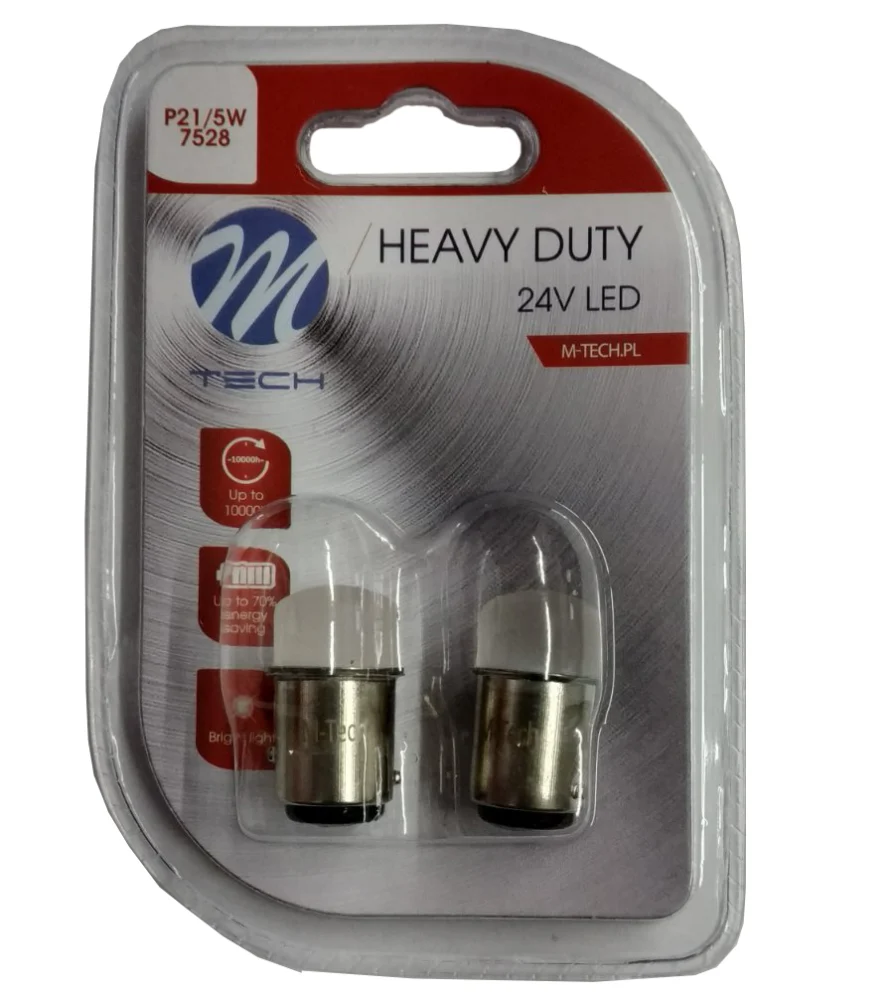 P21/5W 24V BAY15d 9xSMD3014 LED ΚΟΚΚΙΝΟ HEAVY-DUTY BLISTER M-TECH - 2 ΤΕΜ. P21/5W 24V BAY15d 9xSMD3014 LED ΚΟΚΚΙΝΟ HEAVY-DUTY BLISTER M-TECH - 2 ΤΕΜ. LB938R - Image 1