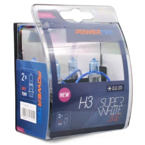 H3 24V 70W 3.450K PK22s POWERTECK SUPERWHITE BLISTER 2ΤΕΜ. M-TECH PTXSW3-DUO
