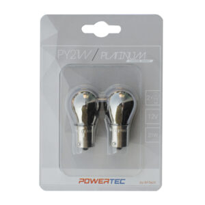 PY21W 12V 21W BAU15s 3.500K ΜΟΝΟΠΟΛΙΚΟ ΠΑΡΑΚΕΝΤΡΟ CHROME POWERTEC PLATINUM ΠΟΡΤΟΚΑΛΙ 2ΤΕΜ. M-TECH PTZCH36-02B