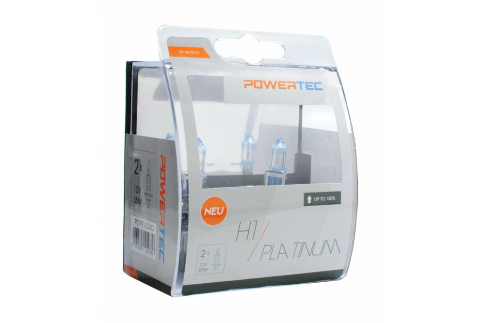 H1 12V 55W 3.250K +130% P14.5 POWERTECK PLATINUM 2ΤΕΜ. M-TECH H1 12V 55W 3.250K +130% P14.5 POWERTECK PLATINUM 2ΤΕΜ. M-TECH PTZPT1-DUO - Image 1