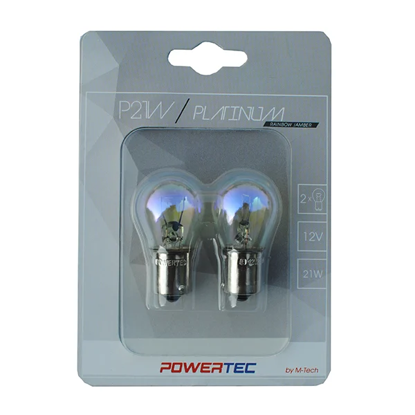 P21W 12V 21W BA15s ΜΟΝΟΠΟΛΙΚΟ RAINBOW POWERTECK PLATINUM 2ΤΕΜ. P21W 12V 21W BA15s ΜΟΝΟΠΟΛΙΚΟ RAINBOW POWERTECK PLATINUM 2ΤΕΜ. PTZRB19-02B - Image 1