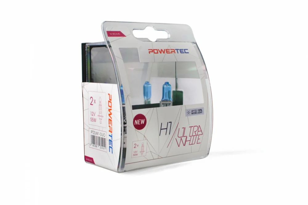 H1 12V 55W P14 H1 12V 55W P14,5s POWERTEC ULTRA WHITE 2ΤΕΜ. M-TECH PTZUW1-DUO - Image 1