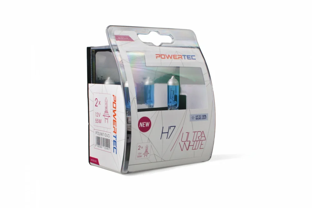 H7 12V 55W PX26d POWERTEC ULTRA WHITE 2ΤΕΜ. M-TECH H7 12V 55W PX26d POWERTEC ULTRA WHITE 2ΤΕΜ. M-TECH PTZUW7-DUO - Image 1