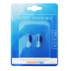 W5W 12V 5W W2,1x9,5d (ΚΑΡΦΩΤΟ ΑΚΑΛΥΚΟ)  POWERTEC XENON BLUE 2ΤΕΜ. PTZXB12-02B