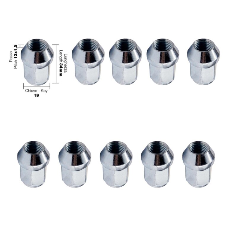 ΠΑΞΙΜΑΔΙ ΚΩΝΙΚΟ 12x1 ΠΑΞΙΜΑΔΙ ΚΩΝΙΚΟ 12x1,5 (34mm) (19) 10ΤΕΜ. DR/13-10 - Image 1