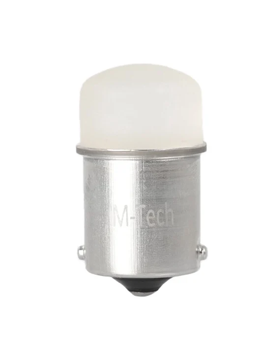 R5W/R10W 12V BA15s LED 9xSMD3014 ΛΕΥΚΟ (ΜΟΝΟΠΟΛΙΚΟ) BLISTER 2ΤΕΜ. M-TECH R5W/R10W 12V BA15s LED 9xSMD3014 ΛΕΥΚΟ (ΜΟΝΟΠΟΛΙΚΟ) BLISTER 2ΤΕΜ. M-TECH LB033W - Image 1