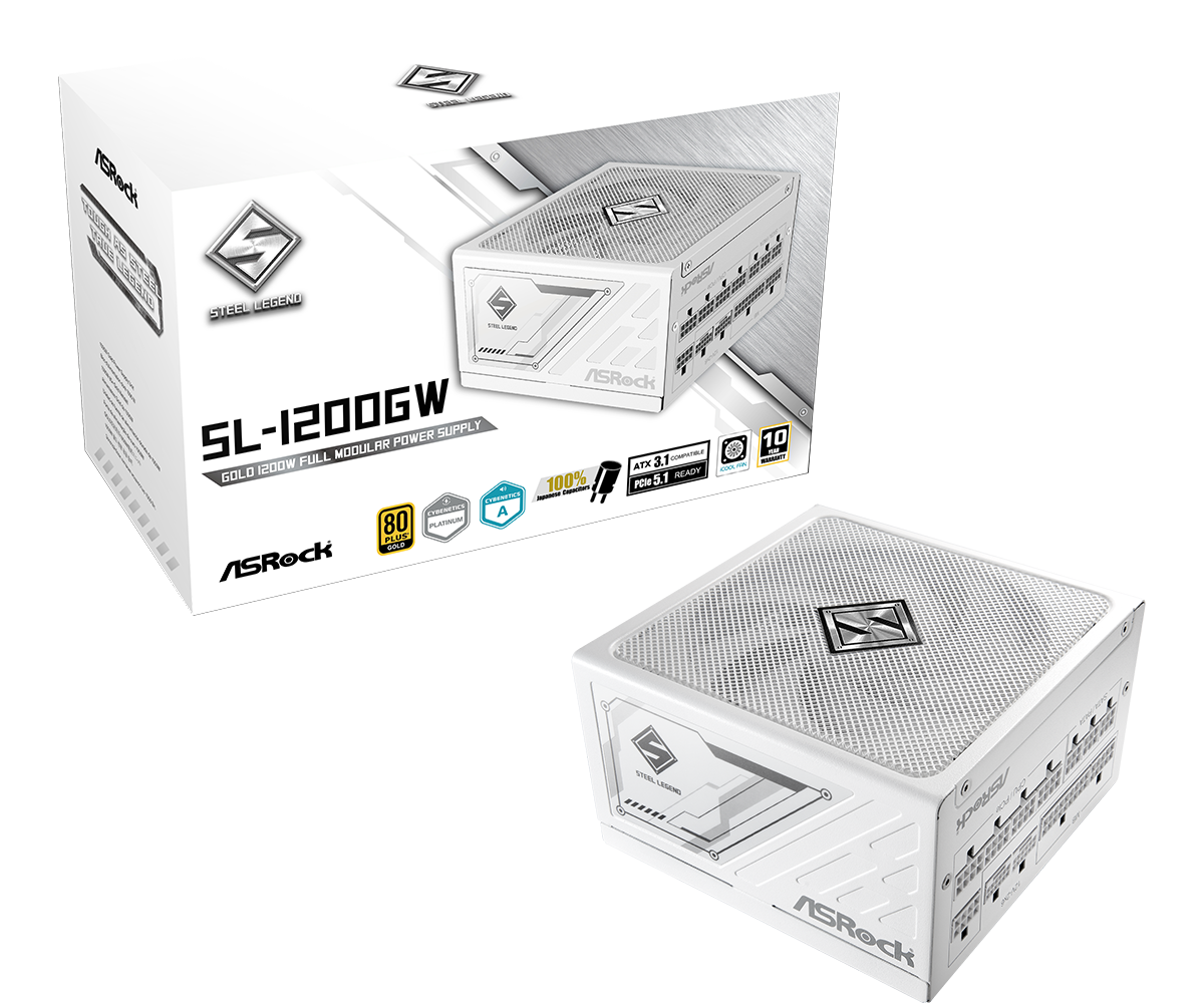 ASRock Steel Legend SL-1200GW 1200W Λευκό Τροφοδοτικό Υπολογιστή Full Modular 80 Plus Gold ASRock Steel Legend SL-1200GW 1200W Λευκό Τροφοδοτικό Υπολογιστή Full Modular 80 Plus Gold - Image 1