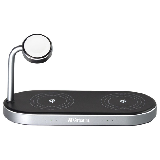 Verbatim Aluminium 3-in-1 Qi MFi Dual Wireless + Apple Watch Charger Verbatim Aluminium 3-in-1 Qi MFi Dual Wireless + Apple Watch Charger - Image 1