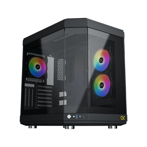 Xigmatek Cubi Black Xigmatek Cubi Black , 6x προ-εγκατεστημένα RGB FANS , Full Tempered glass - Image 1