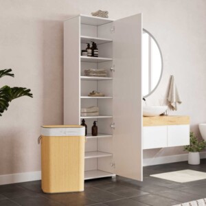 Ντουλάπα ρούχων - παπουτσοθηκη 16 ζευγών Diamond Megapap μονόφυλλη χρώμα λευκό gloss 50x35x187εκ. - Image 3