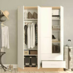 Ντουλάπα ρούχων Base Megapap τετράφυλλη με συρτάρια χρώμα λευκό - sonoma 137x52x198εκ. - Image 4