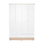 Ντουλάπα ρούχων Base Megapap τετράφυλλη με συρτάρια χρώμα λευκό - sonoma 137x52x198εκ. - Image 6