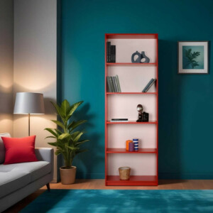 Βιβλιοθήκη Max Megapap χρώμα κόκκινο 58x23x170εκ. - Image 2