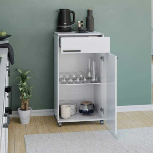 Ντουλάπι Diamond Megapap τροχήλατο χρώμα λευκό gloss 50x40x100εκ. - Image 4