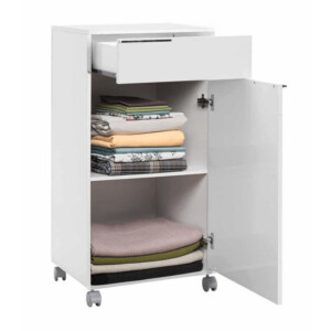 Ντουλάπι Diamond Megapap τροχήλατο χρώμα λευκό gloss 50x40x100εκ. - Image 5