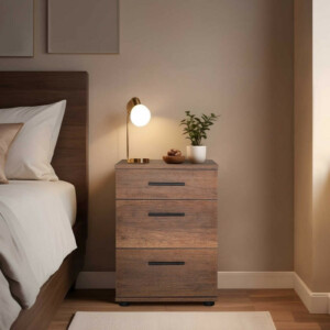 Κομοδίνο - συρταριέρα γραφείου Trendline Megapap χρώμα καρυδί 40x39x57εκ. - Image 2