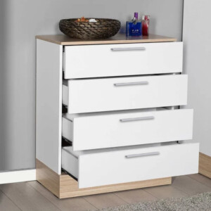 Συρταριέρα Base Megapap χρώμα oak - λευκό 72x40x88εκ. - Image 2