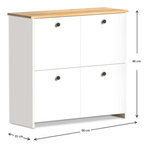 Παπουτσοθήκη - Μπουφές Cube Megapap 16 ζευγών χρώμα λευκό - oak 92x31x92εκ. - Image 4