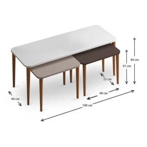 Τραπεζάκι σαλονιού και βοηθητικά τραπεζάκια Omega Megapap χρώμα λευκό - cappuccino - καφέ - Image 4