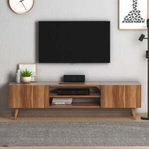 Έπιπλο τηλεόρασης Plane Megapap χρώμα καρυδί 150x32x46εκ. - Image 4