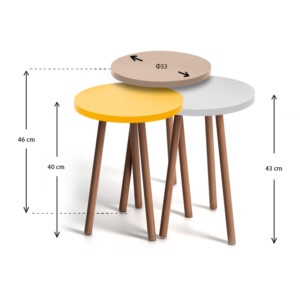 Βοηθητικά τραπεζάκια Roma Megapap από μελαμίνη χρώμα λευκό - cappuccino - κίτρινο - Image 3