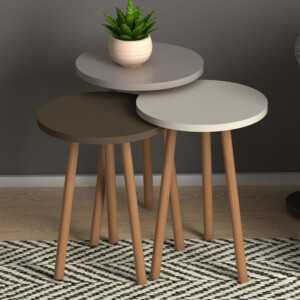 Βοηθητικά τραπεζάκια Roma Megapap χρώμα λευκό - cappuccino - καφέ - Image 2