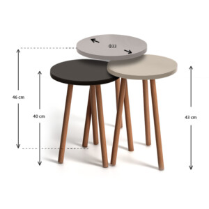 Βοηθητικά τραπεζάκια Roma Megapap χρώμα λευκό - cappuccino - καφέ - Image 3