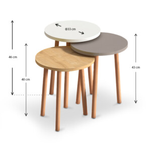 Βοηθητικά τραπεζάκια Roma Megapap χρώμα λευκό - cappuccino - oak - Image 3