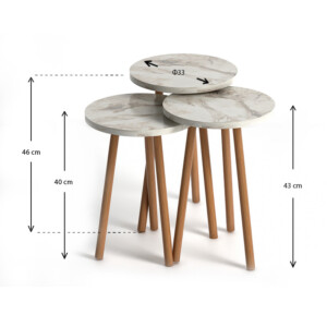 Βοηθητικά τραπεζάκια Roma Megapap χρώμα εφέ μαρμάρου - Image 3