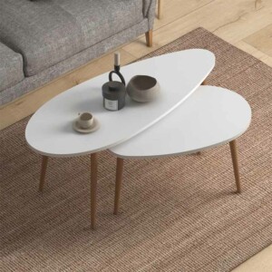 Βοηθητικά τραπεζάκια Elips Megapap χρώμα λευκό 116x46x46εκ. - Image 3