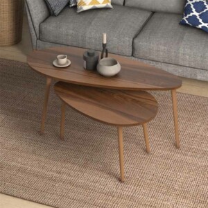 Βοηθητικά τραπεζάκια Elips Megapap χρώμα καρυδί 116x46x46εκ. - Image 3