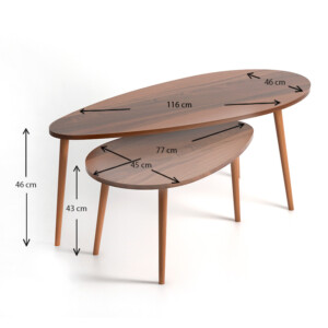 Βοηθητικά τραπεζάκια Elips Megapap χρώμα καρυδί 116x46x46εκ. - Image 4