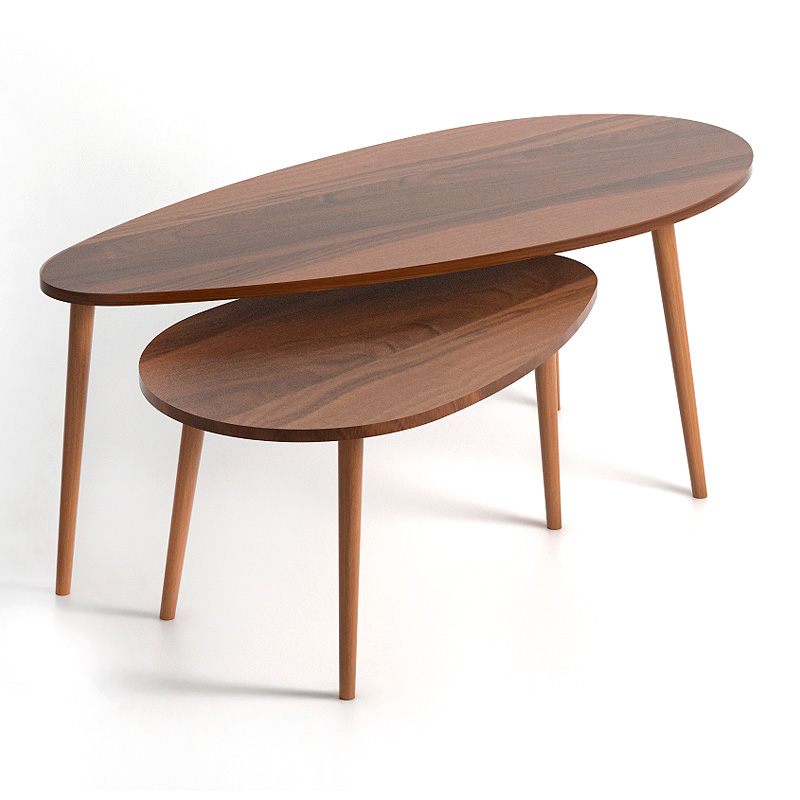 Βοηθητικά τραπεζάκια Elips Megapap από μελαμίνη χρώμα καρυδί 116x46x46εκ. Βοηθητικά τραπεζάκια Elips Megapap από μελαμίνη χρώμα καρυδί 116x46x46εκ.