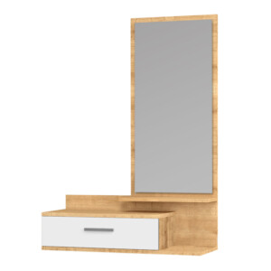 Έπιπλο εισόδου - τουαλέτα Joy Megapap με καθρέφτη χρώμα φυσικό οξιάς - λευκό 80x35x116εκ. - Image 3