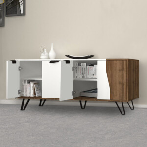 Μπουφές Jasmine Megapap χρώμα λευκό - καρυδί 160x45x78εκ. - Image 2