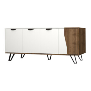 Μπουφές Jasmine Megapap χρώμα λευκό - καρυδί 160x45x78εκ. - Image 3