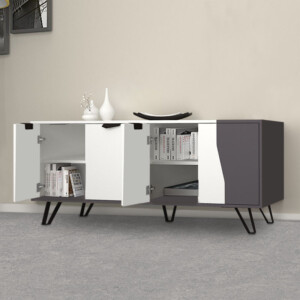 Μπουφές Jasmine Megapap χρώμα λευκό - ανθρακί 160x45x78εκ. - Image 2