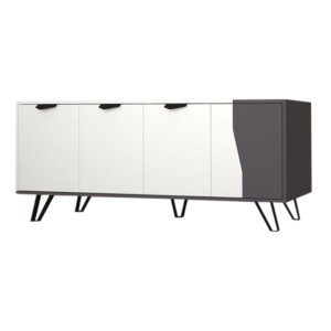 Μπουφές Jasmine Megapap χρώμα λευκό - ανθρακί 160x45x78εκ. - Image 3