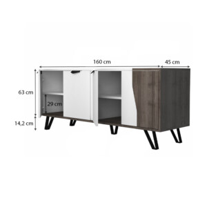 Μπουφές Jasmine Megapap χρώμα λευκό - ανθρακί 160x45x78εκ. - Image 4