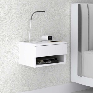 Κομοδίνο επιτοίχιο Mary Megapap χρώμα λευκό 40x30x23εκ.