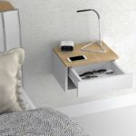 Κομοδίνο επιτοίχιο Mary Megapap χρώμα φυσικό οξιάς - λευκό 40x30x23εκ. - Image 2