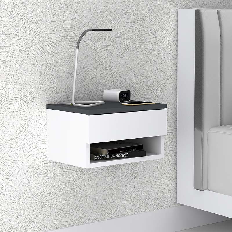 Κομοδίνο επιτοίχιο Mary Megapap χρώμα ανθρακί - λευκό 40x30x23εκ.