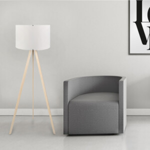 Φωτιστικό δαπέδου Rosling Megapap Mdf/ύφασμα Pvc χρώμα φυσικό/λευκό 38x21x140εκ. - Image 2