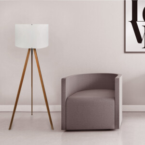 Φωτιστικό δαπέδου Rosling Megapap Mdf/ύφασμα Pvc χρώμα καρυδί/μπεζ 38x21x140εκ. - Image 2