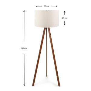 Φωτιστικό δαπέδου Rosling Megapap Mdf/ύφασμα Pvc χρώμα καρυδί/μπεζ 38x21x140εκ. - Image 3