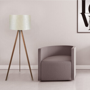 Φωτιστικό δαπέδου Rosling Megapap Mdf/ύφασμα Pvc χρώμα καρυδί/μπεζ 38x21x140εκ. - Image 2