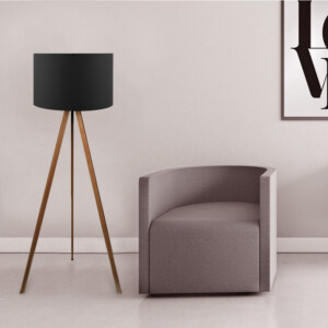 Φωτιστικό δαπέδου Rosling Megapap Mdf/ύφασμα Pvc χρωμα καρυδί/μαύρο 38x21x140εκ. - Image 2