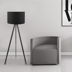 Φωτιστικό δαπέδου Rosling Megapap Mdf/ύφασμα Pvc χρώμα μαύρο 38x21x140εκ. - Image 2