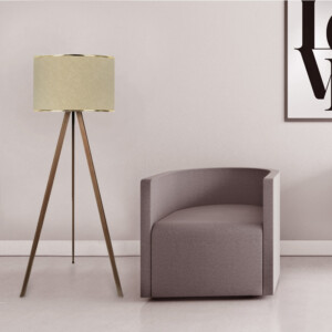 Φωτιστικό δαπέδου Rosling Megapap Mdf/ύφασμα Pvc χρώμα καρυδί/μπεζ 38x21x140εκ. - Image 2